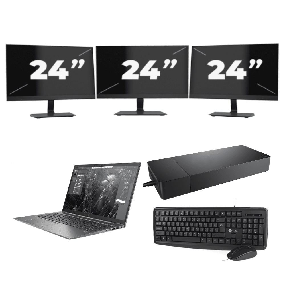 HP ZBook Firefly 15 G7 - Intel Core i7-10a generazione - 15 pollici - 8 GB di RAM - 256 GB SSD - Windows 11 + 3 monitor da 24 pollici