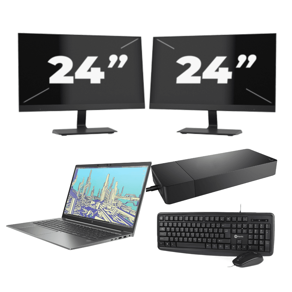 HP ZBook Firefly 15 G8 - Intel Core i7-11a generazione - 15 pollici - 8 GB di RAM - 256 GB SSD - Windows 11 Home + 2 monitor da 24 pollici