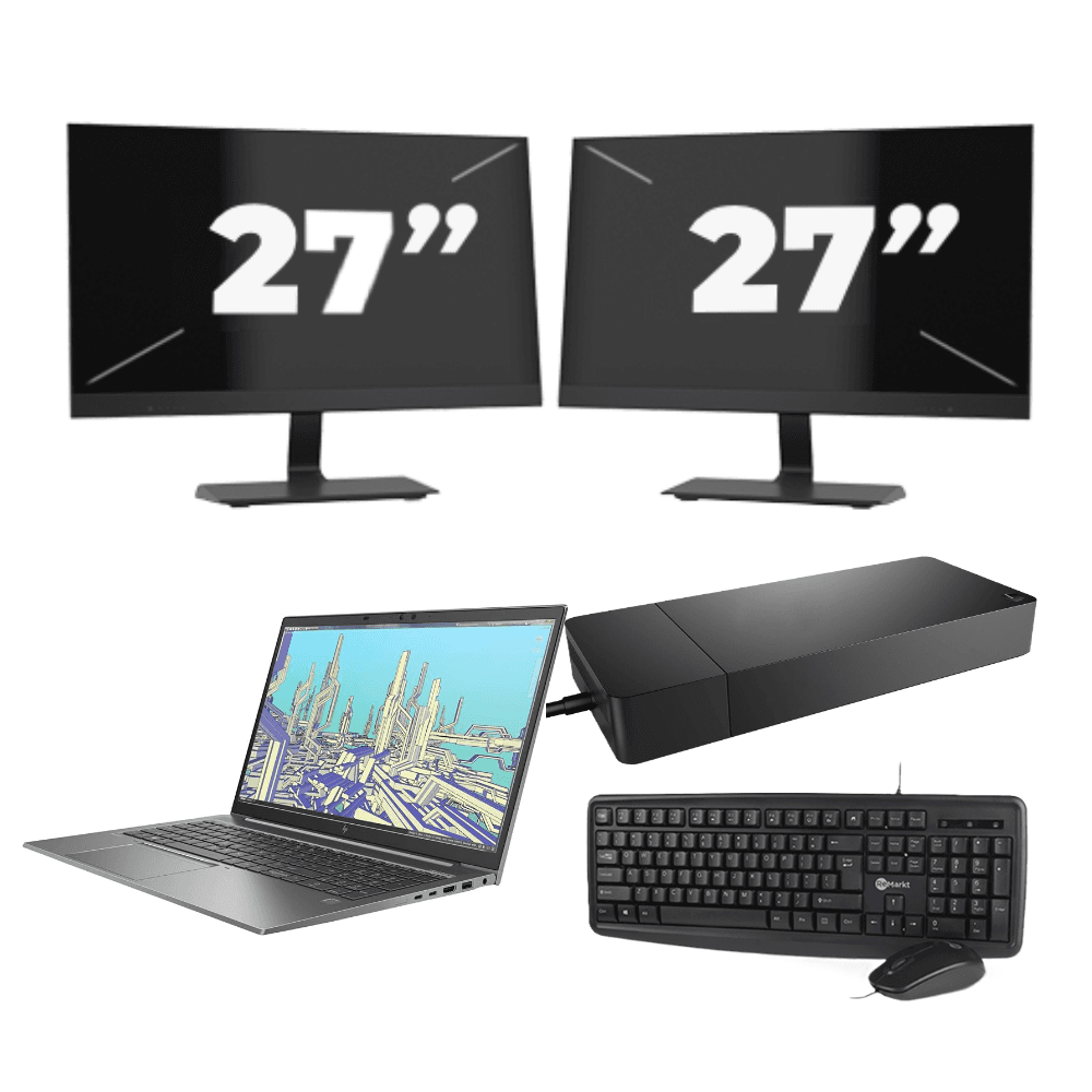 HP ZBook Firefly 15 G8 - Intel Core i7 11ª generazione - 15 pollici - 16GB RAM - 512GB SSD - GPU - Windows 11 Home + 2x Monitor da 27 pollici