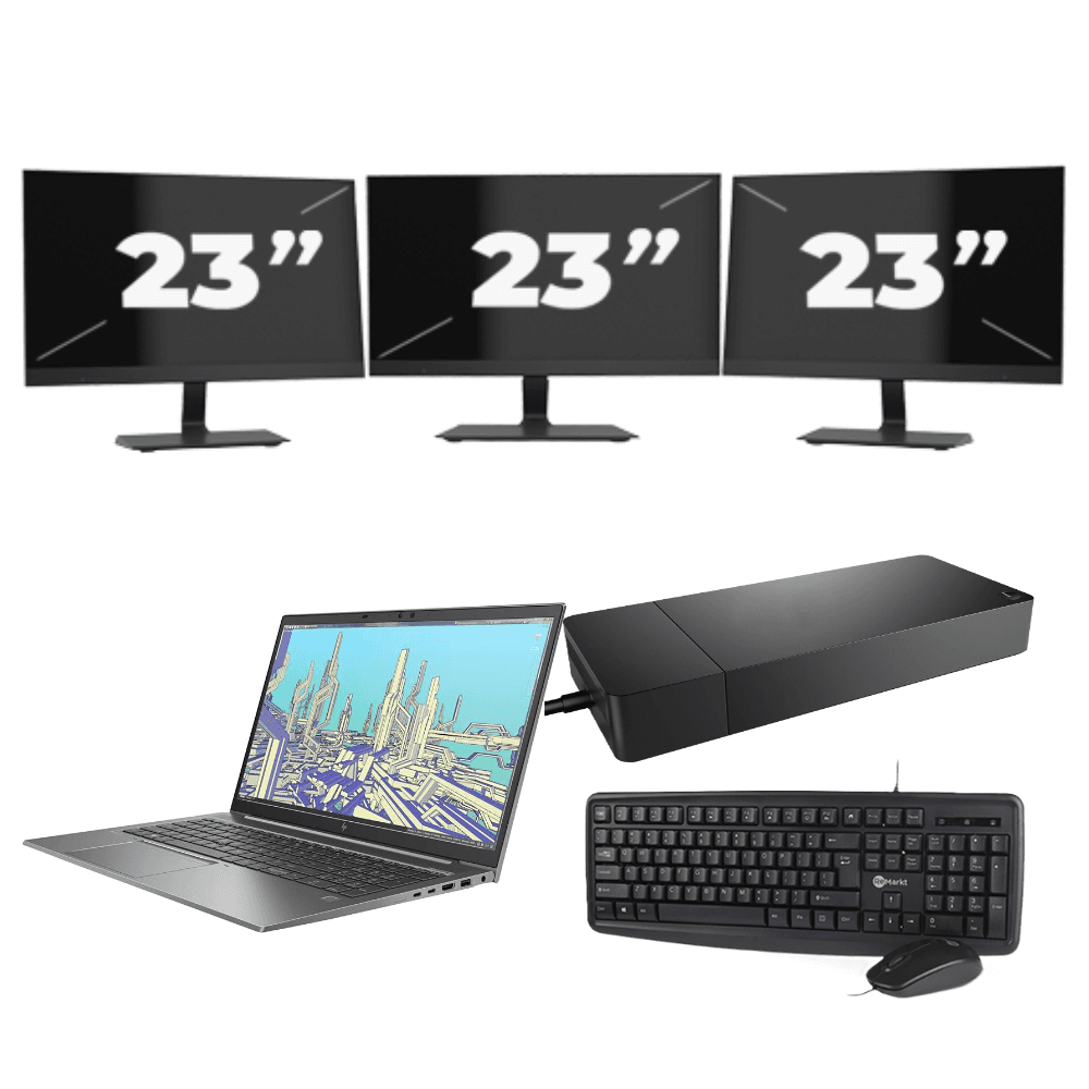 HP ZBook Firefly 15 G8 - Intel Core i7-11a generazione - 15 pollici - 8 GB di RAM - 256 GB SSD - Windows 11 Home + 3 monitor da 23 pollici