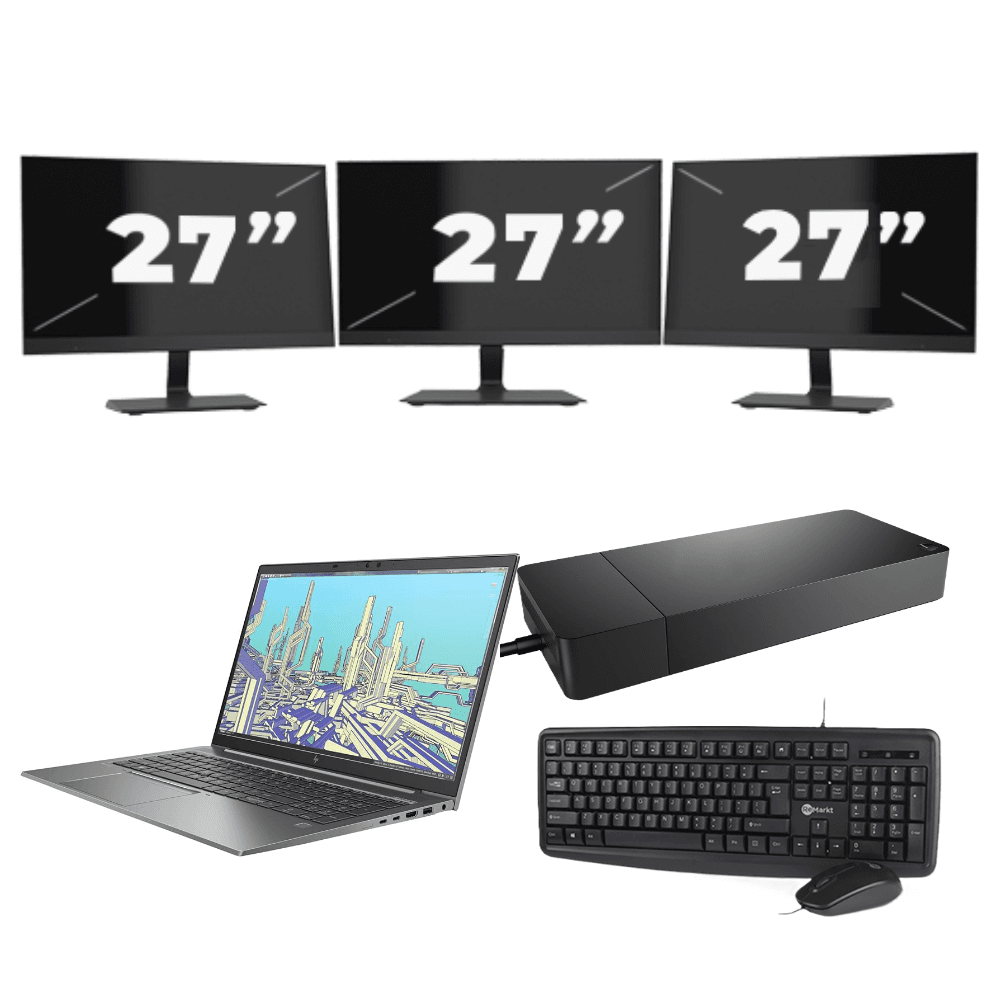 HP ZBook Firefly 15 G8 - Intel Core i7 11ª generazione - 15 pollici - 16GB RAM - 512GB SSD - GPU - Windows 11 Home + 3x Monitor da 27 pollici