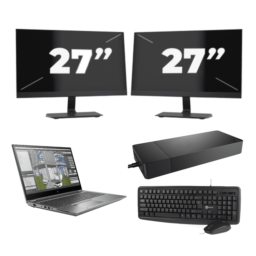 HP ZBook Fury 15 G8 - Intel Core i7 11ª generazione - 15 pollici - 16GB RAM - 512GB SSD - GPU - Windows 11 Home + 2x Monitor da 27 pollici