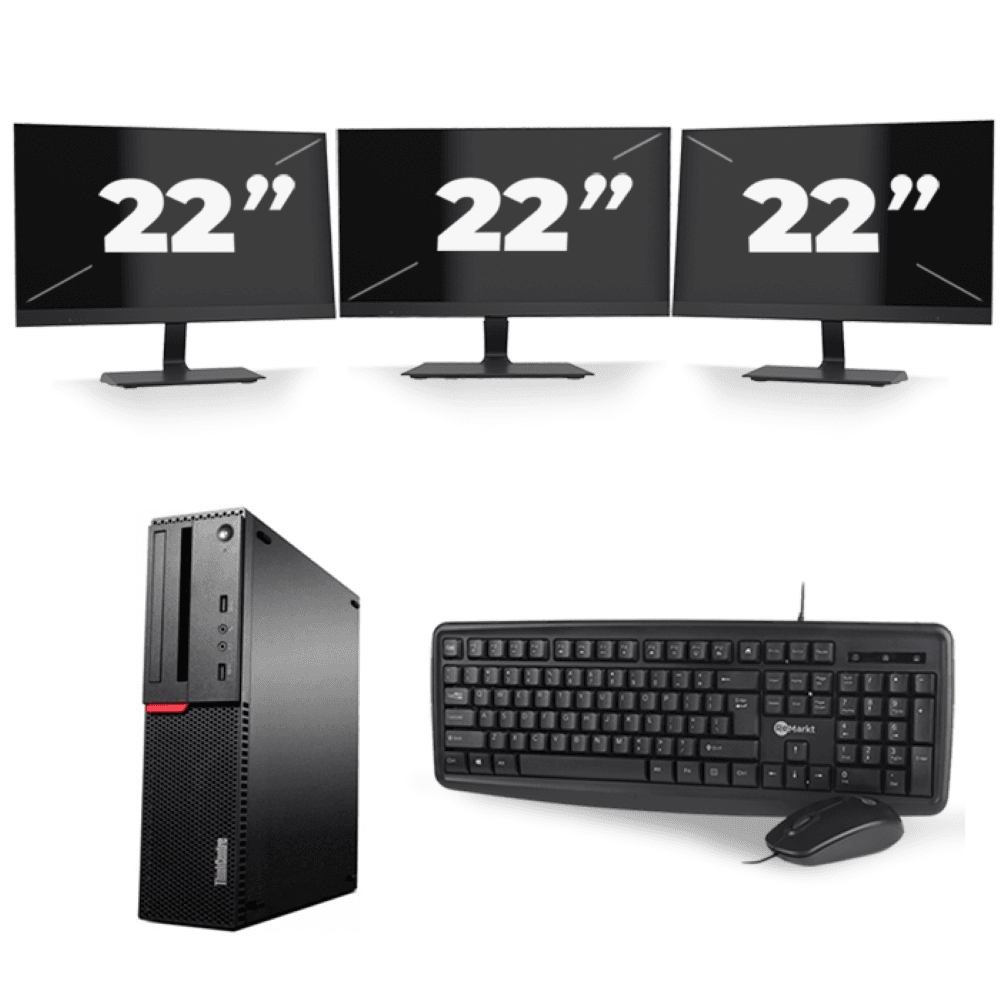 Lenovo ThinkCentre M700 SFF - Intel Core i3-6a generazione - 8 GB di RAM - 256 GB SSD - Windows 11 + 3 monitor da 22 pollici