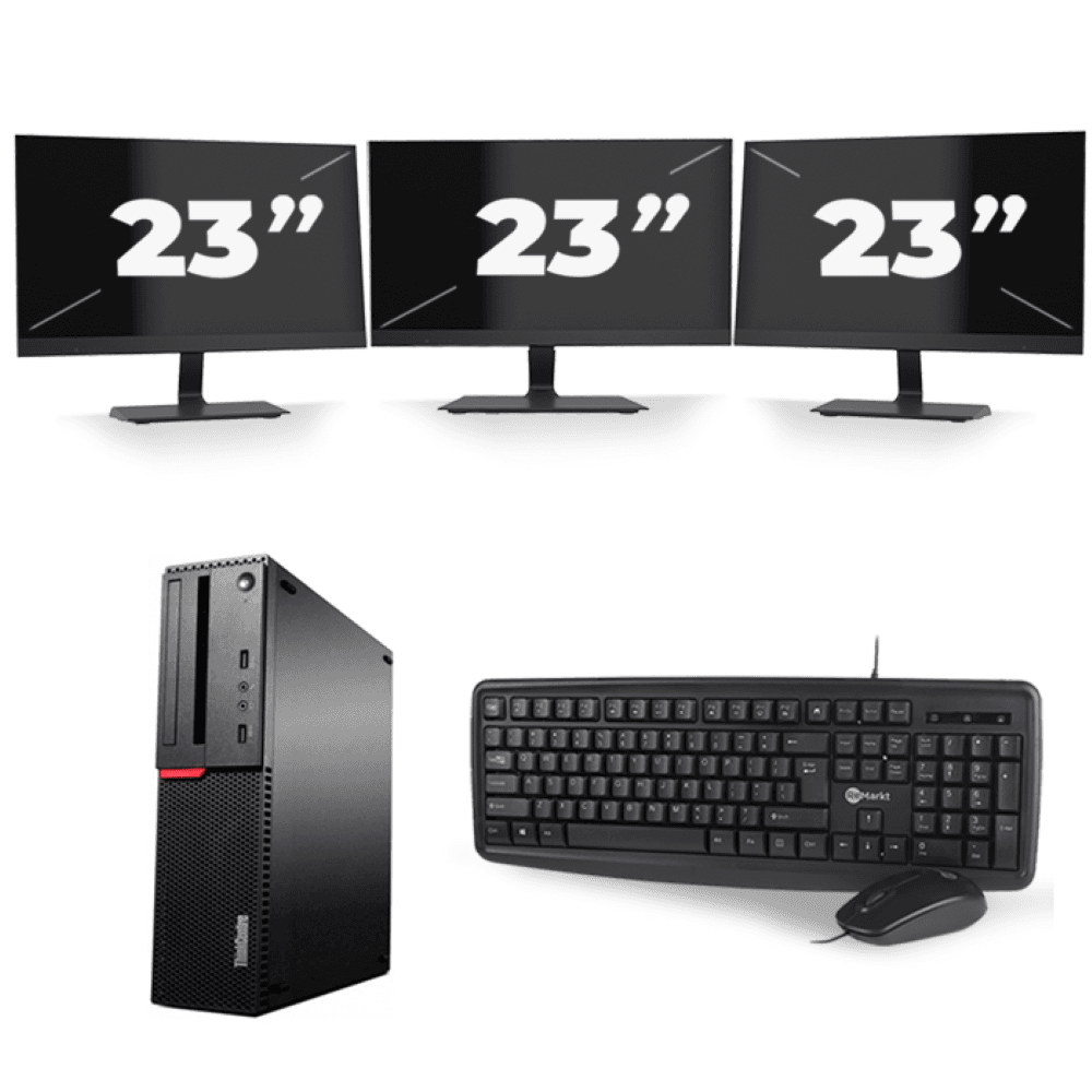 Lenovo ThinkCentre M700 SFF - Intel Core i5-6a generazione - 8 GB di RAM - 256 GB SSD - Windows 11 + 3 monitor da 23 pollici