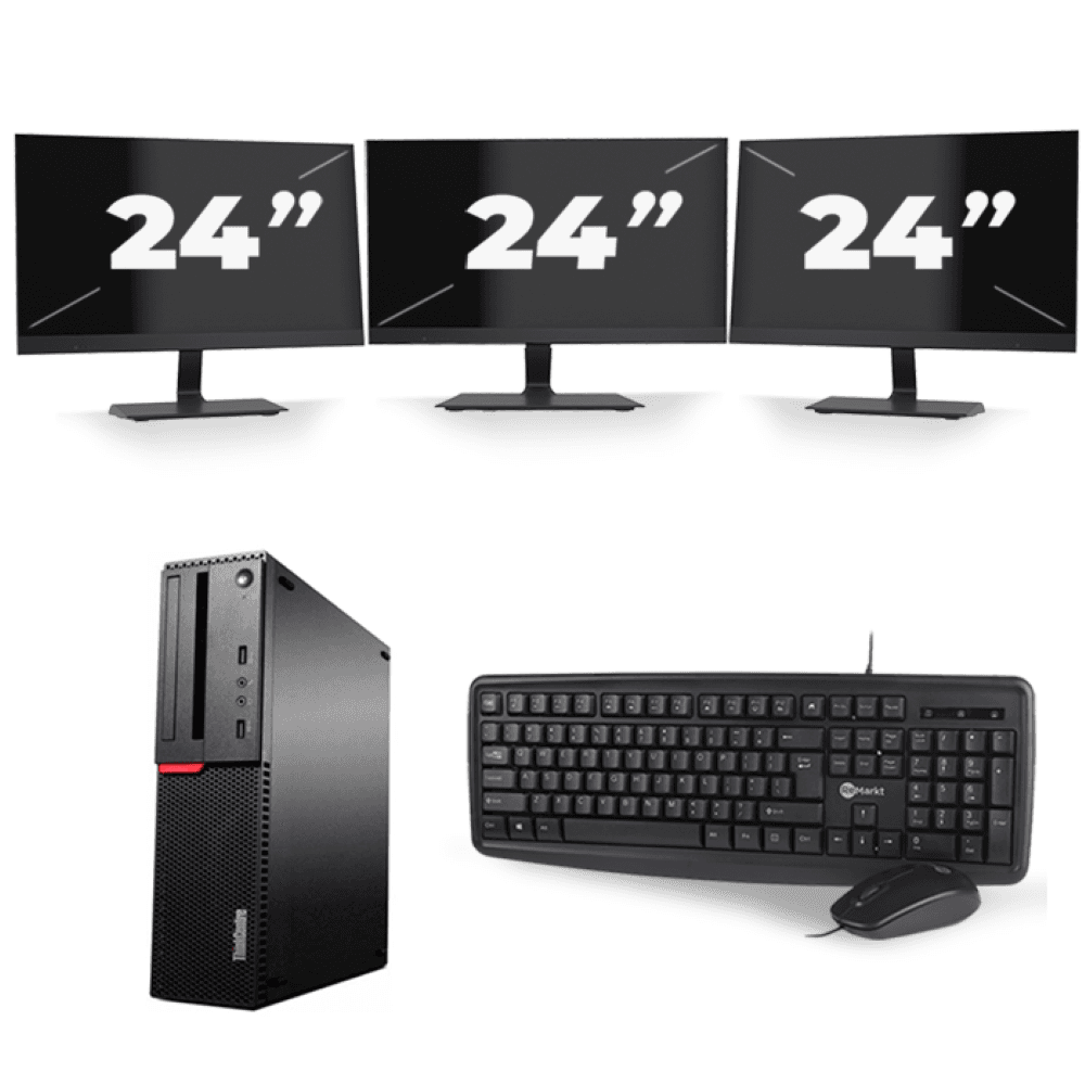 Lenovo ThinkCentre M700 SFF - Intel Core i5-6a generazione - 8 GB di RAM - 256 GB SSD - Windows 11 + 3 monitor da 24 pollici