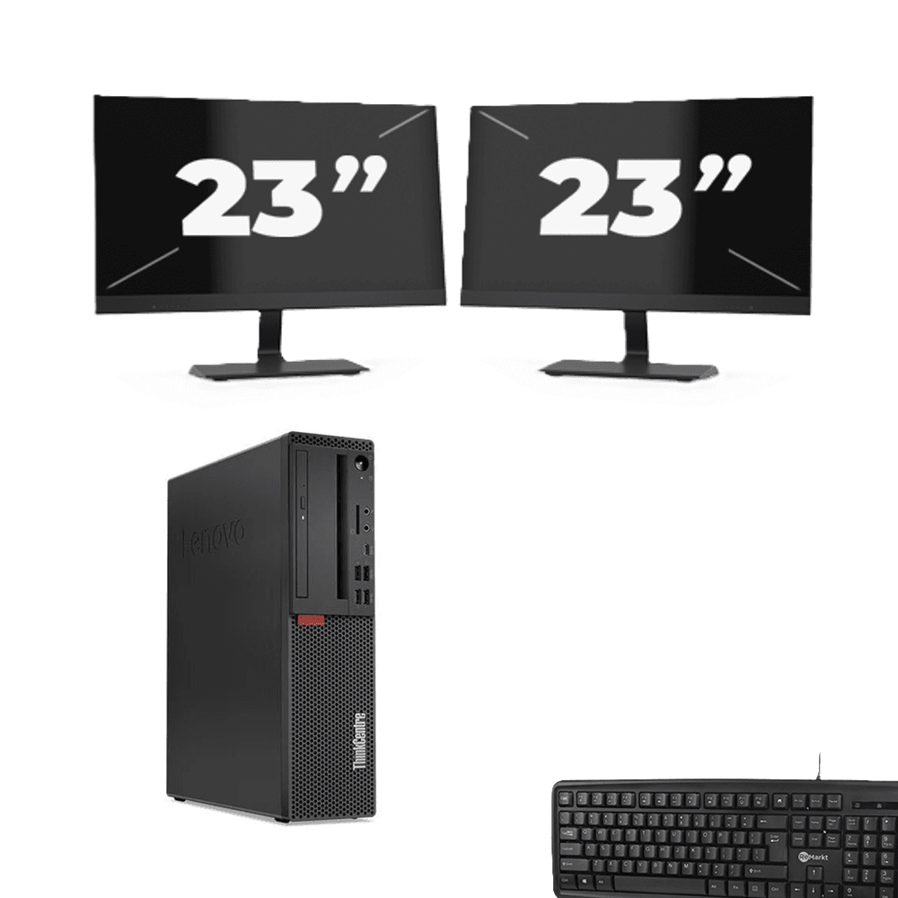Lenovo ThinkCentre M720s SFF - Intel Core i7-8° Generazione - 8GB RAM - 256GB SSD - Windows 11 + 2x 23 pollice Monitor