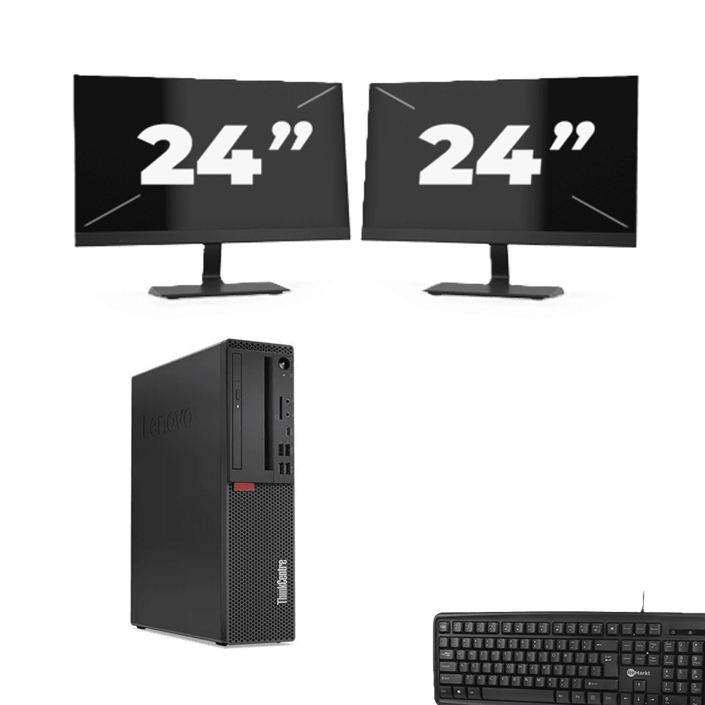 Lenovo ThinkCentre M720s SFF - Intel Core i7-8° Generazione - 8GB RAM - 256GB SSD - Windows 11 + 2x 24 pollice Monitor