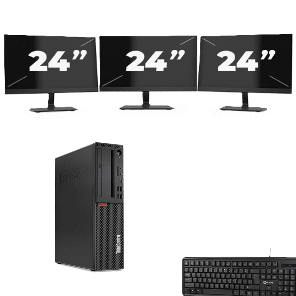 Lenovo ThinkCentre M720s SFF - Intel Core i7-8° Generazione - 8GB RAM - 256GB SSD - Windows 11 + 3x 24 pollice Monitor
