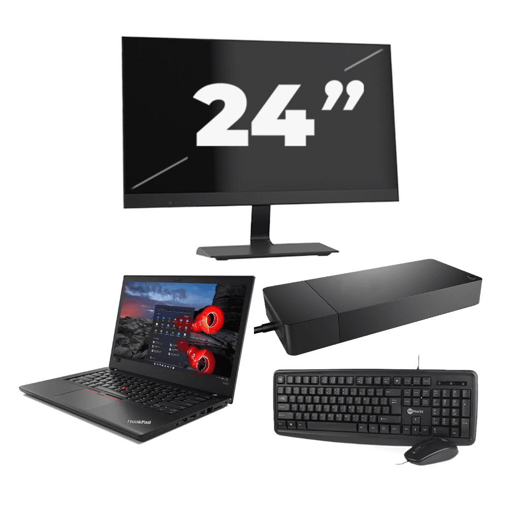 Lenovo ThinkPad A485 - AMD Ryzen 5 2500U - 14 pollici - 16GB RAM - 256GB SSD - Windows 11 Home + 1x 24 pollici Monitor