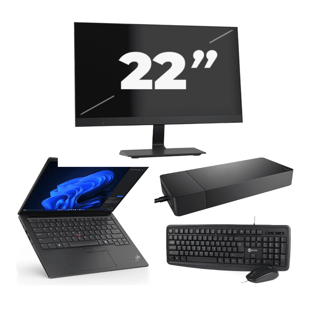 Lenovo ThinkPad E14 - Intel Core i3 di decima generazione - 14 pollici - 8 GB di RAM - SSD da 256 GB - Windows 11 + 1x monitor da 22 pollici