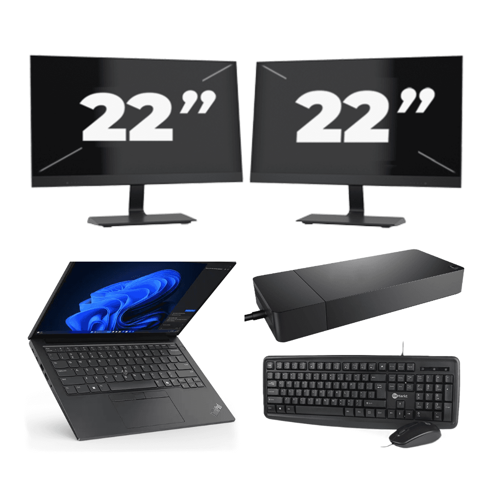 Lenovo ThinkPad E14 - Intel Core i3 di decima generazione - 14 pollici - 8 GB di RAM - 256 GB SSD - Windows 11 + 2x monitor da 22 pollici