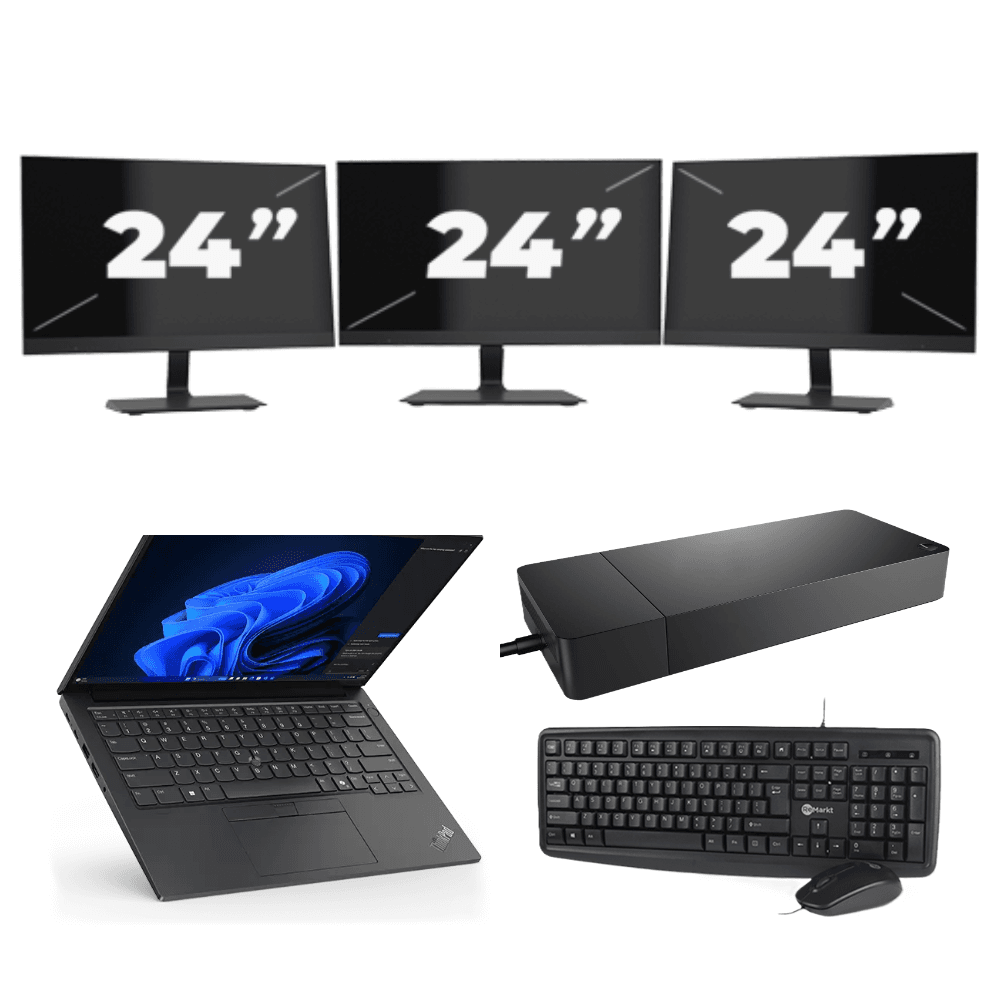 Lenovo ThinkPad E14 - Intel Core i3 di 10a generazione - 14 pollici - 8 GB di RAM - 256 GB SSD - Windows 11 + 3 monitor da 24 pollici