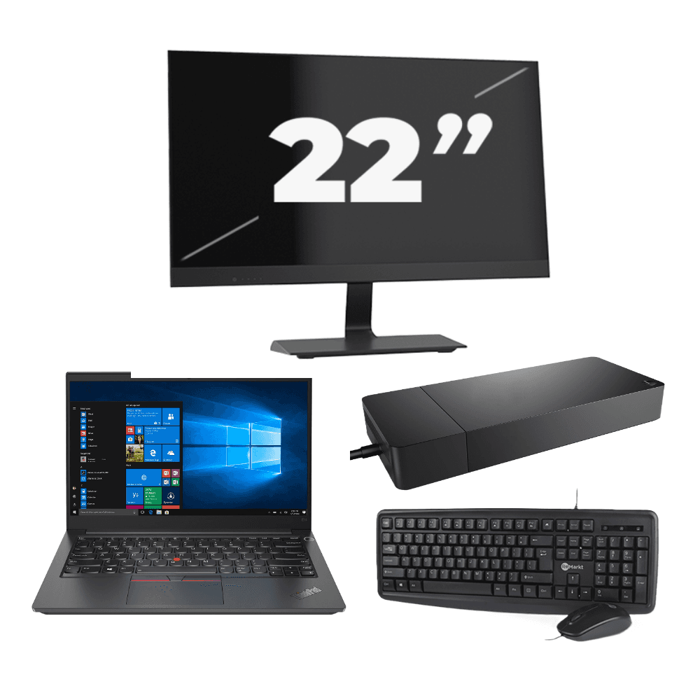 Lenovo Thinkpad E14 G2 - Intel Core i5-11a generazione - 14 pollici - 8 GB di RAM - 256 GB SSD - Windows 11 Home + 1x monitor da 22 pollici