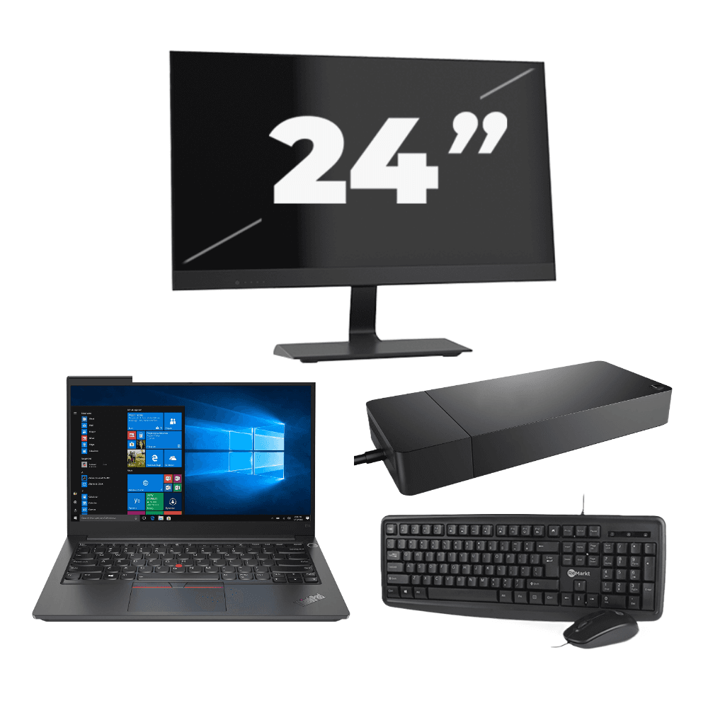 Lenovo Thinkpad E14 G2 - Intel Core i3-11° Generazione - 14 pollice - 8GB RAM - 256GB SSD - Windows 11 Home + 1x 24 pollice Monitor