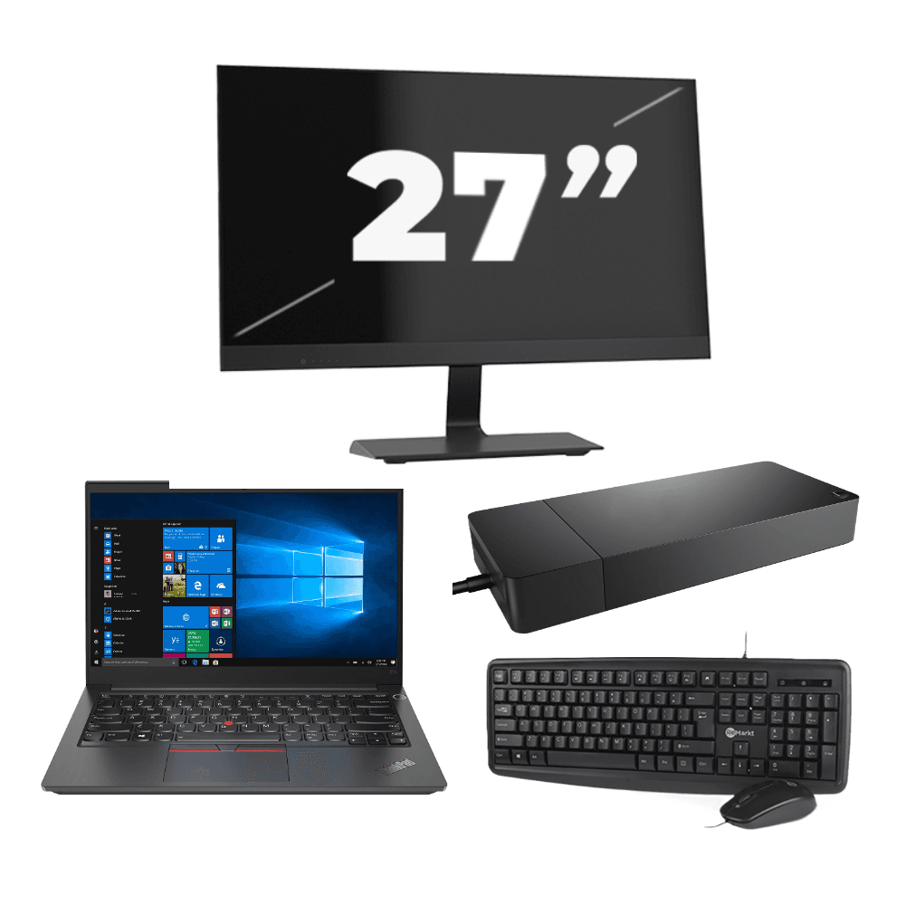 Lenovo Thinkpad E14 G2 - Intel Core i3 11ª generazione - 14 pollici - 16GB RAM - 512GB SSD - Windows 11 Home + 1x Monitor da 27 pollici