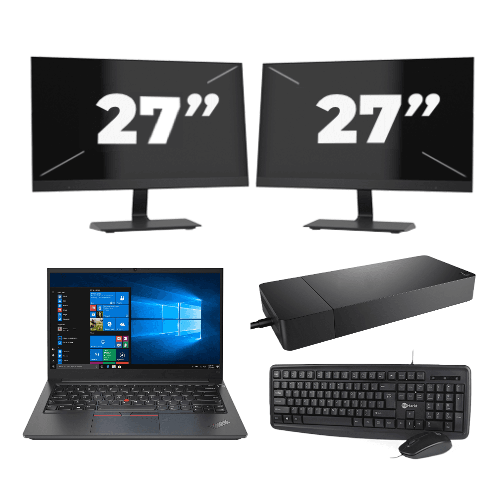 Lenovo Thinkpad E14 G2 - Intel Core i3 11ª generazione - 14 pollici - 16GB RAM - 512GB SSD - Windows 11 Home + 2x Monitor da 27 pollici
