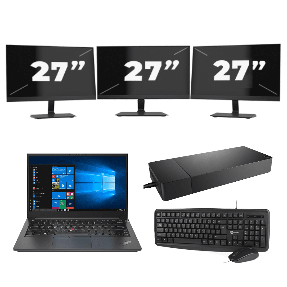 Lenovo Thinkpad E14 G2 - Intel Core i5 11ª generazione - 14 pollici - 16GB RAM - 512GB SSD - Windows 11 Home + 3x Monitor da 27 pollici