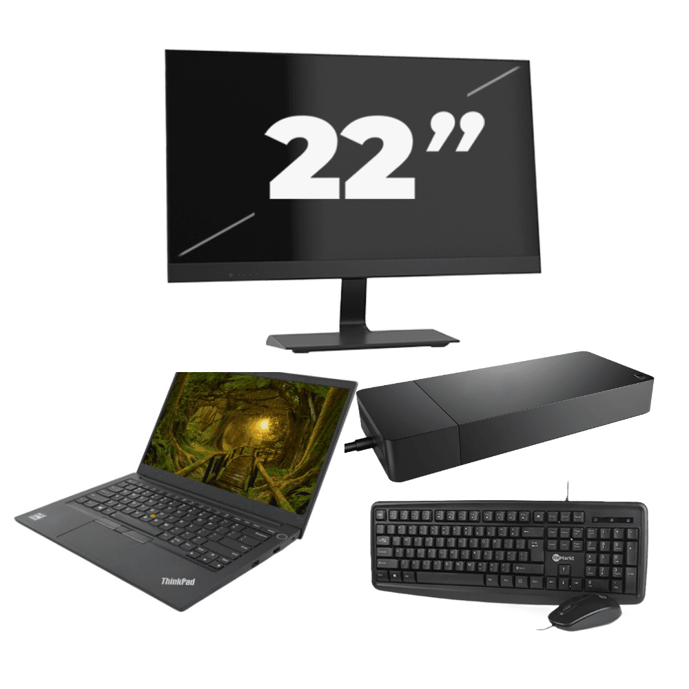Lenovo ThinkPad E14 Gen 2 - Intel Core i3 di undicesima generazione - 14 pollici - 8 GB di RAM - SSD da 256 GB - Windows 11 Home + 1 monitor da 22 pollici