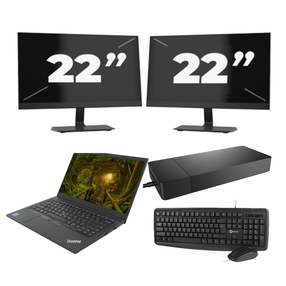 Lenovo ThinkPad E14 Gen 2 - Intel Core i3 di undicesima generazione - 14 pollici - 8 GB di RAM - SSD da 256 GB - Windows 11 Home + 2 monitor da 22 pollici