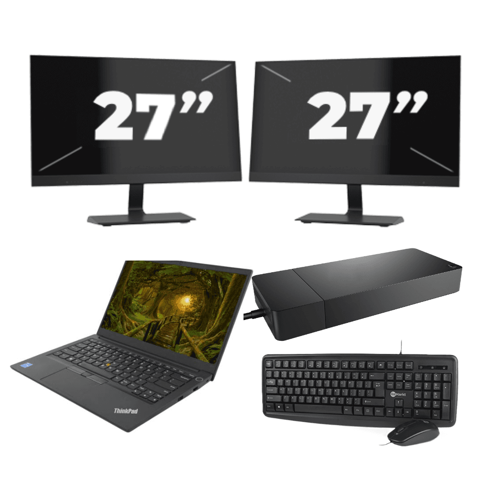 Lenovo ThinkPad E14 Gen 2 - Intel Core i3 11ª generazione - 14 pollici - 8GB RAM - 512GB SSD - Windows 11 Home + 2x Monitor da 27 pollici