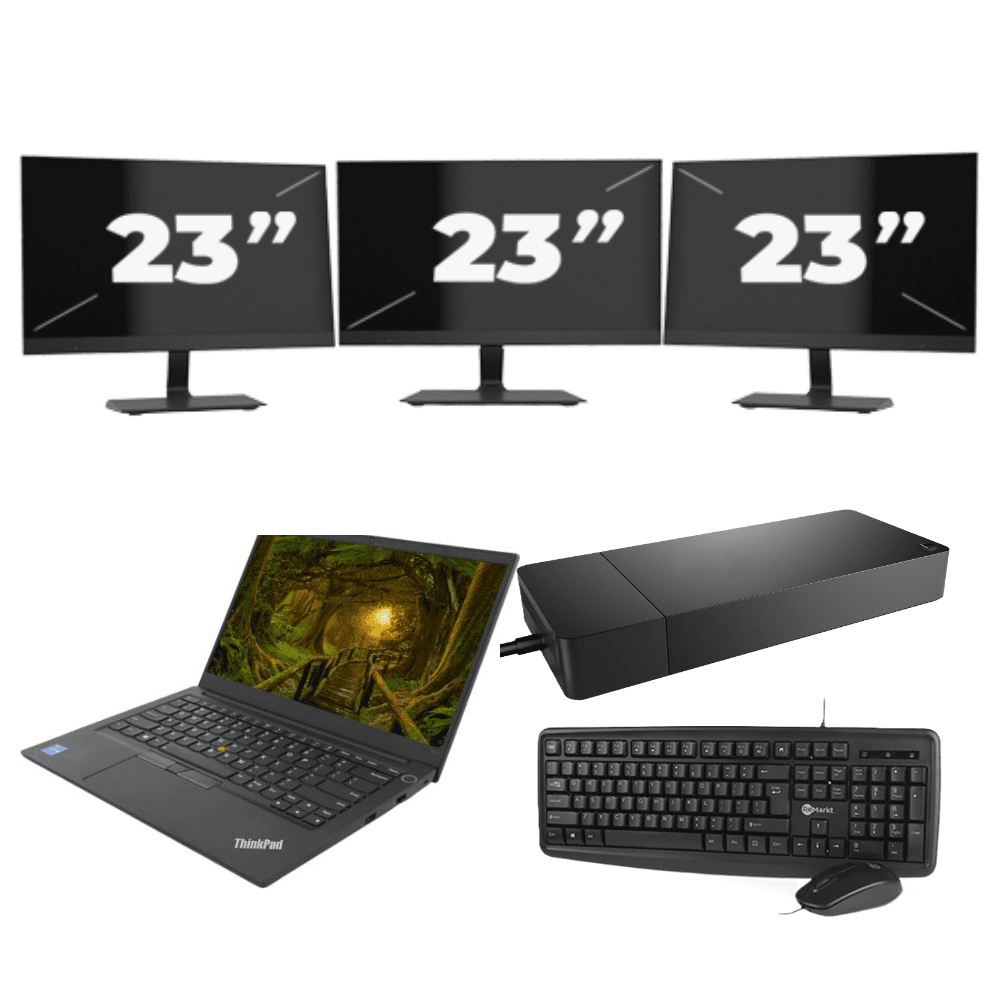 Lenovo ThinkPad E14 Gen 2 - Intel Core i3 di undicesima generazione - 14 pollici - 8 GB di RAM - SSD da 256 GB - Windows 11 Home + 3 monitor da 23 pollici
