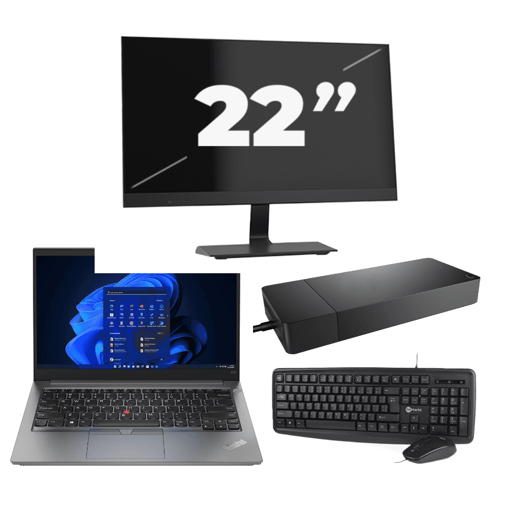 Lenovo ThinkPad E14 Gen 4 - Intel Core i3-12a generazione - 14 pollici - 16 GB RAM - 256 GB SSD - Windows 11 Home + 1x monitor da 22 pollici
