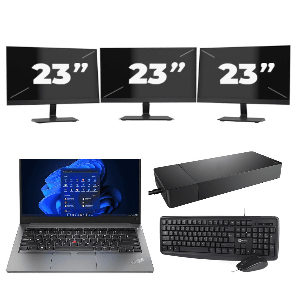 Lenovo ThinkPad E14 Gen 4 - Intel Core i3-12a generazione - 14 pollici - 16 GB RAM - 256 GB SSD - Windows 11 Home + 3 monitor da 23 pollici