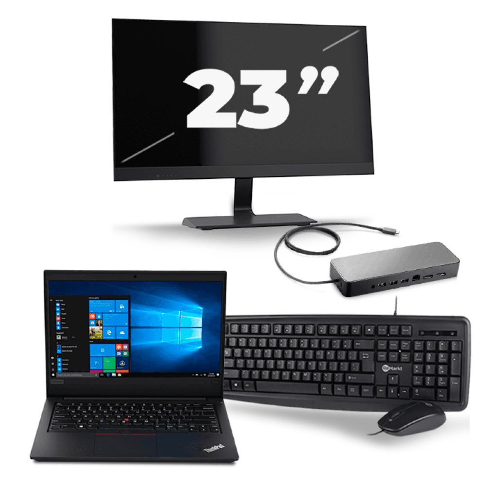 Lenovo ThinkPad E495 - AMD Ryzen 5 3500U - 14 pollici - 8GB RAM - 256GB SSD - Windows 10 + 1x monitor da 23 pollici