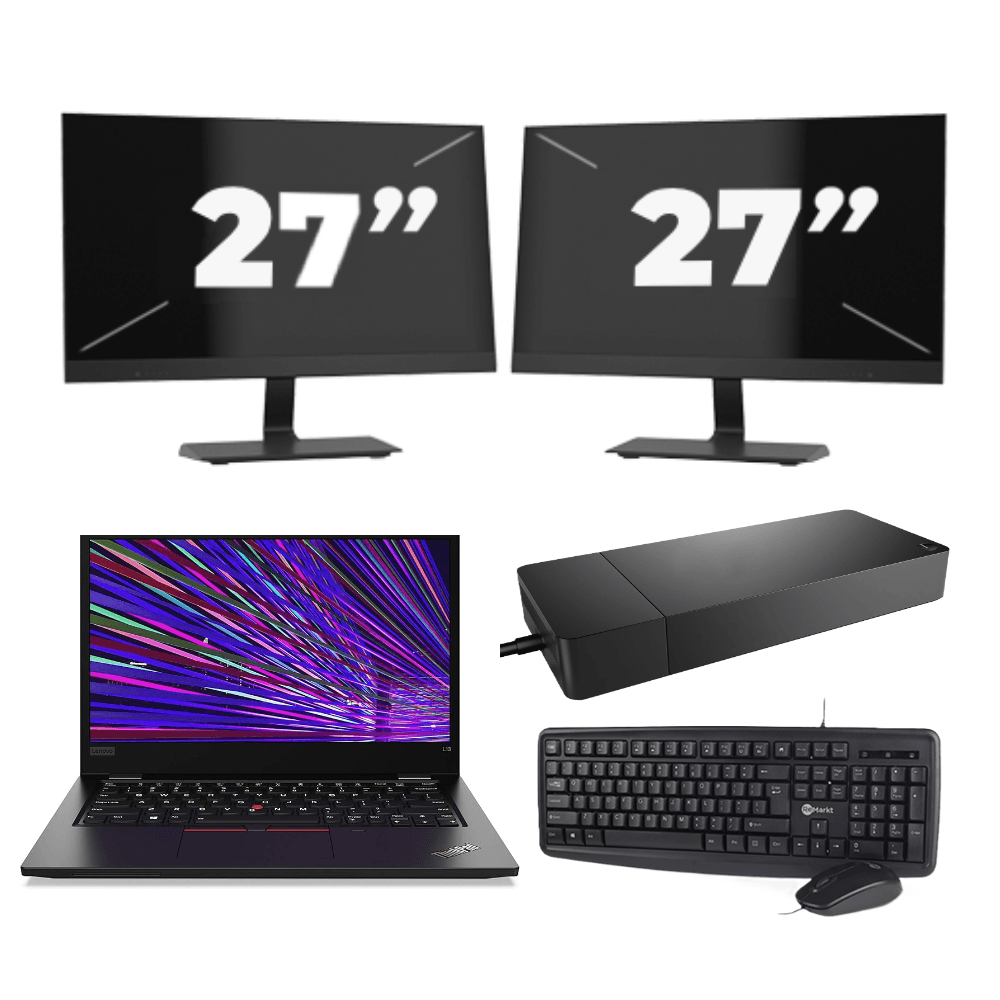 Lenovo ThinkPad L13 - Intel Core i3-10e Generazione - 13 pollici - 8 GB di RAM - SSD da 256 GB - Windows 11 Home + 2 monitor da 27 pollici