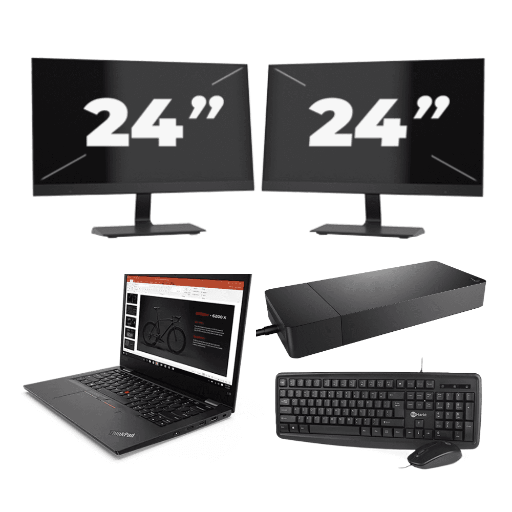 Lenovo ThinkPad L13 G2 - Intel Core i5-11° Generazione - 13 pollice - 8GB RAM - 256GB SSD - Windows 11 Home + 2x 24 pollice Monitor