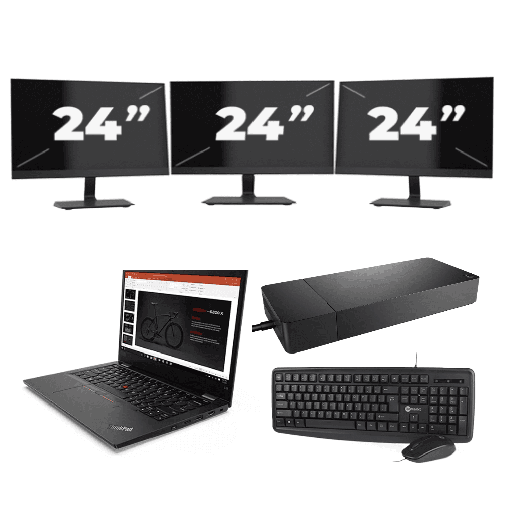 Lenovo ThinkPad L13 G2 - Intel Core i5-11° Generazione - 13 pollice - 8GB RAM - 256GB SSD - Windows 11 Home + 3x 24 pollice Monitor