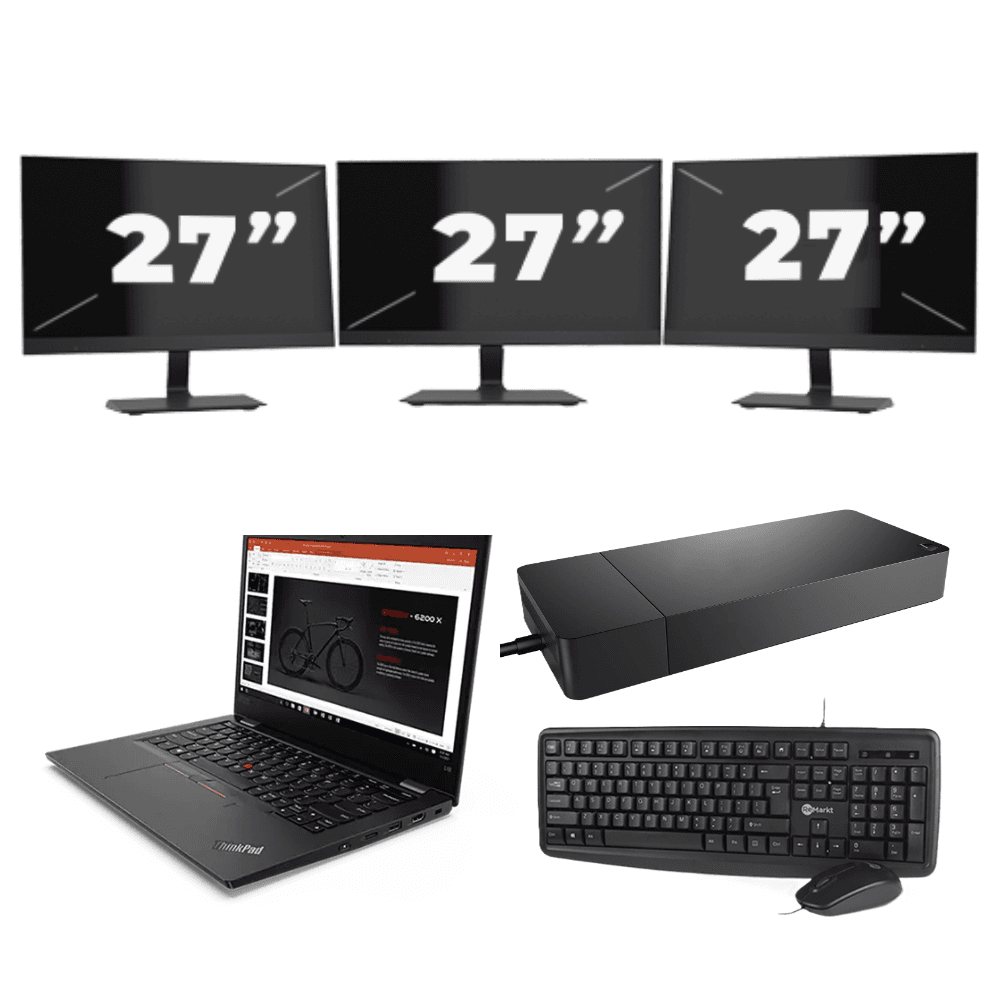Lenovo ThinkPad L13 G2 - Intel Core i3 11ª generazione - 13 pollici - 8GB RAM - 512GB SSD - Windows 11 Home + 3x Monitor da 27 pollici