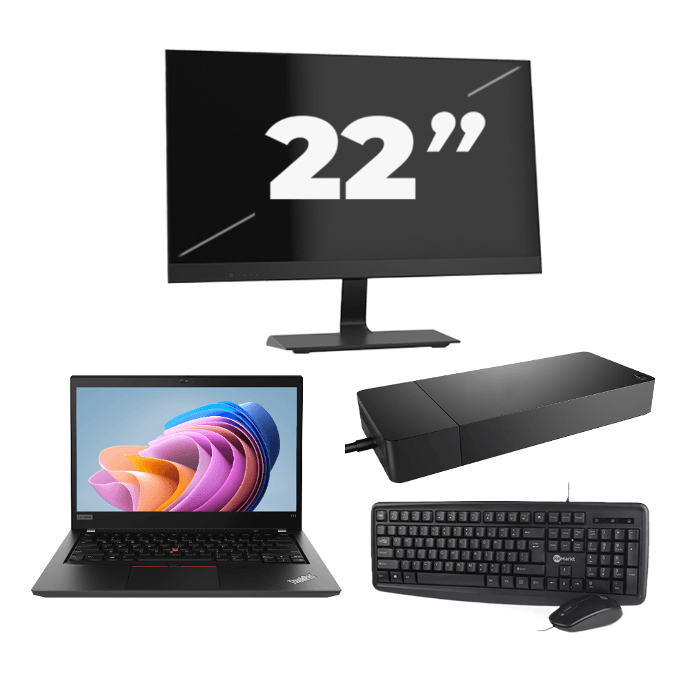 Lenovo ThinkPad T14 Gen 1 - AMD Ryzen 5 PRO 4650U - 14 pollici - 8 GB di RAM - SSD da 256 GB - Windows 11 Home + 1 monitor da 22 pollici