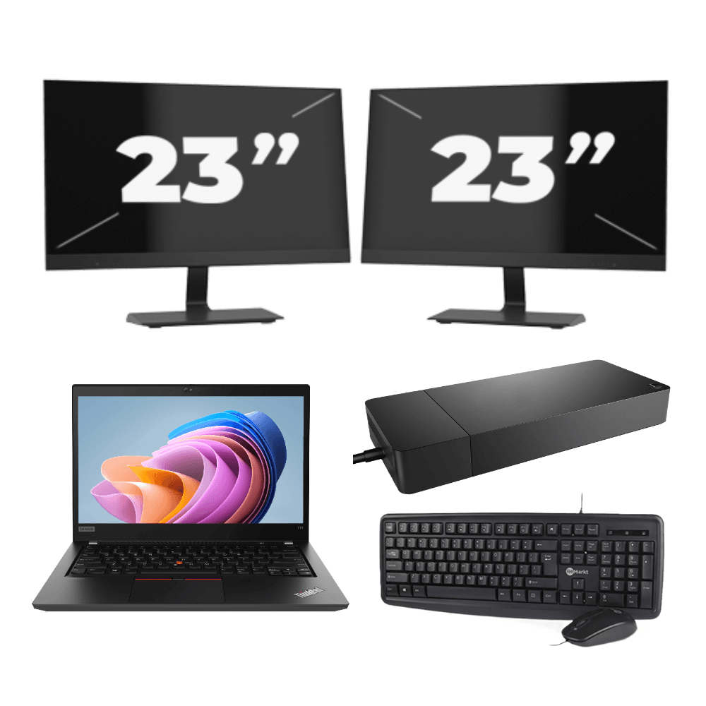 Lenovo ThinkPad T14 Gen 1 - AMD Ryzen 5 PRO 4650U - 14 pollici - 8 GB di RAM - SSD da 256 GB - Windows 11 Home + 2 monitor da 23 pollici