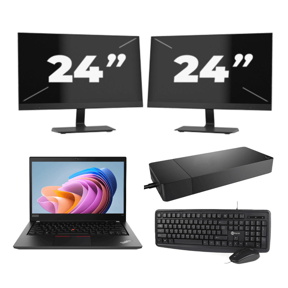 Lenovo ThinkPad T14 Gen 1 - AMD Ryzen 5 PRO 4650U - 14 pollici - 8 GB di RAM - SSD da 256 GB - Windows 11 Home + 2 monitor da 24 pollici