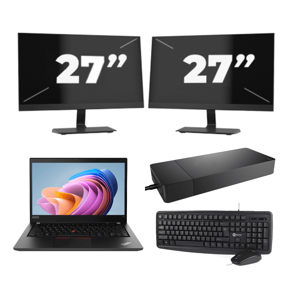 Lenovo ThinkPad T14 Gen 1 - AMD Ryzen 5 PRO 4650U - 14 pollici - 8 GB di RAM - SSD da 256 GB - Windows 11 Home + 2 monitor da 27 pollici