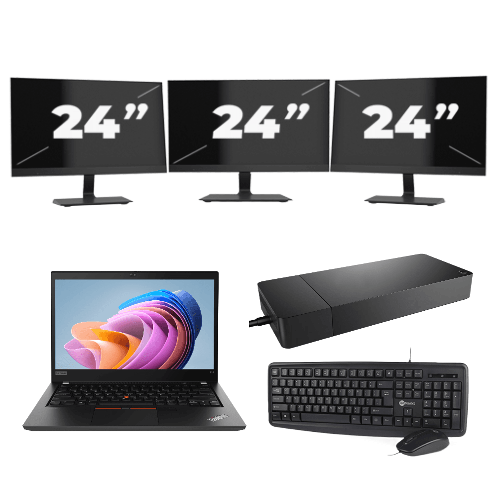 Lenovo ThinkPad T14 Gen 1 - AMD Ryzen 5 PRO 4650U - 14 pollici - 8 GB di RAM - SSD da 256 GB - Windows 11 Home + 3 monitor da 24 pollici