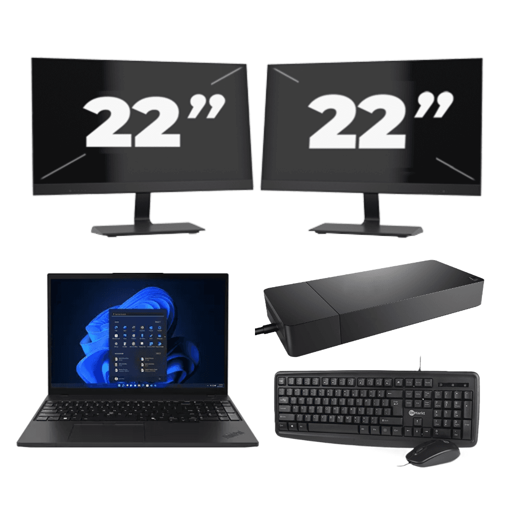 Lenovo ThinkPad T495 - AMD Ryzen 5 PRO 3500U - 14 pollici - 16GB RAM - 256GB SSD - Windows 11 Home + 2x monitor da 22 pollici