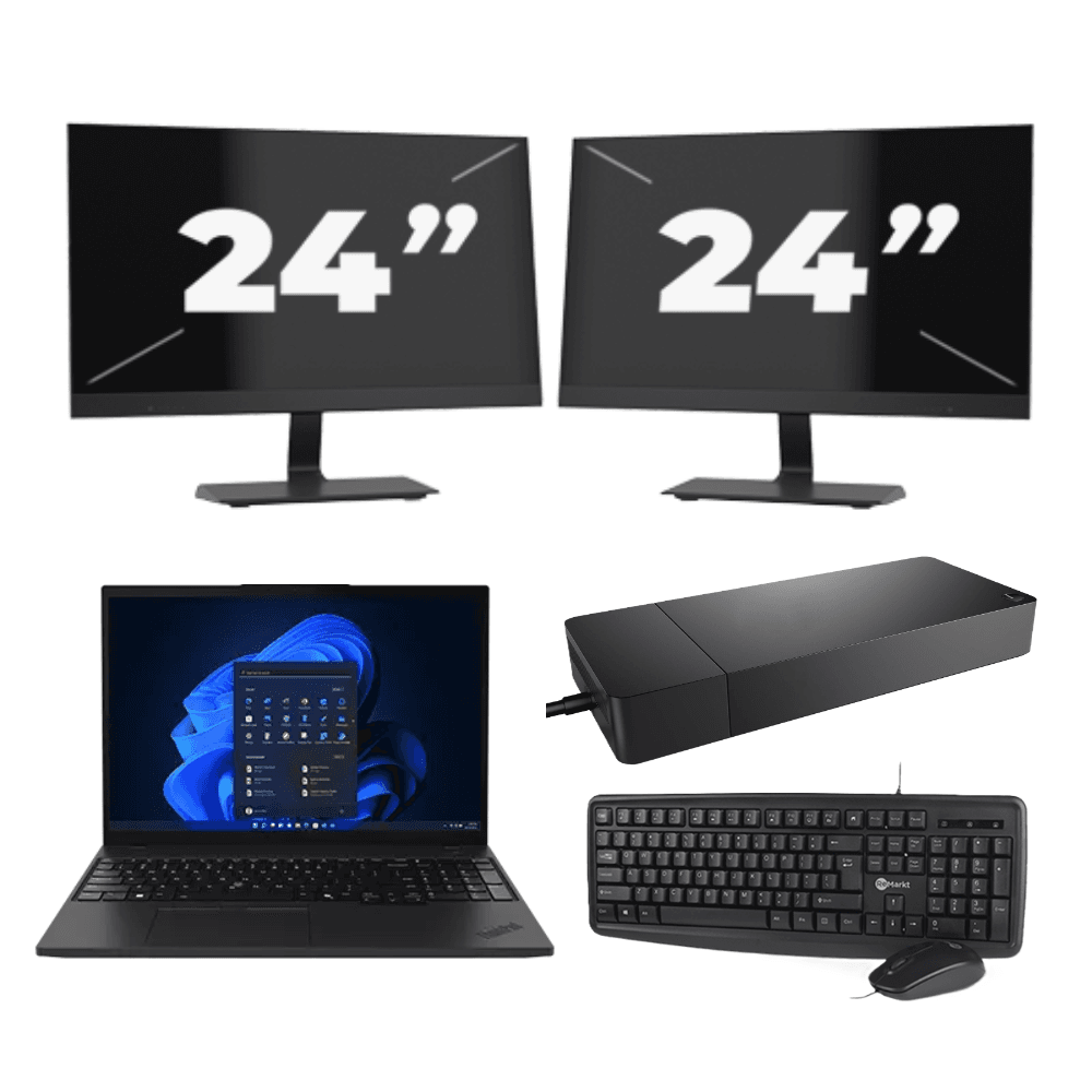 Lenovo ThinkPad T495 - AMD Ryzen 5 PRO 3500U - 14 pollici - 16GB RAM - 256GB SSD - Windows 11 Home + 2x monitor da 24 pollici