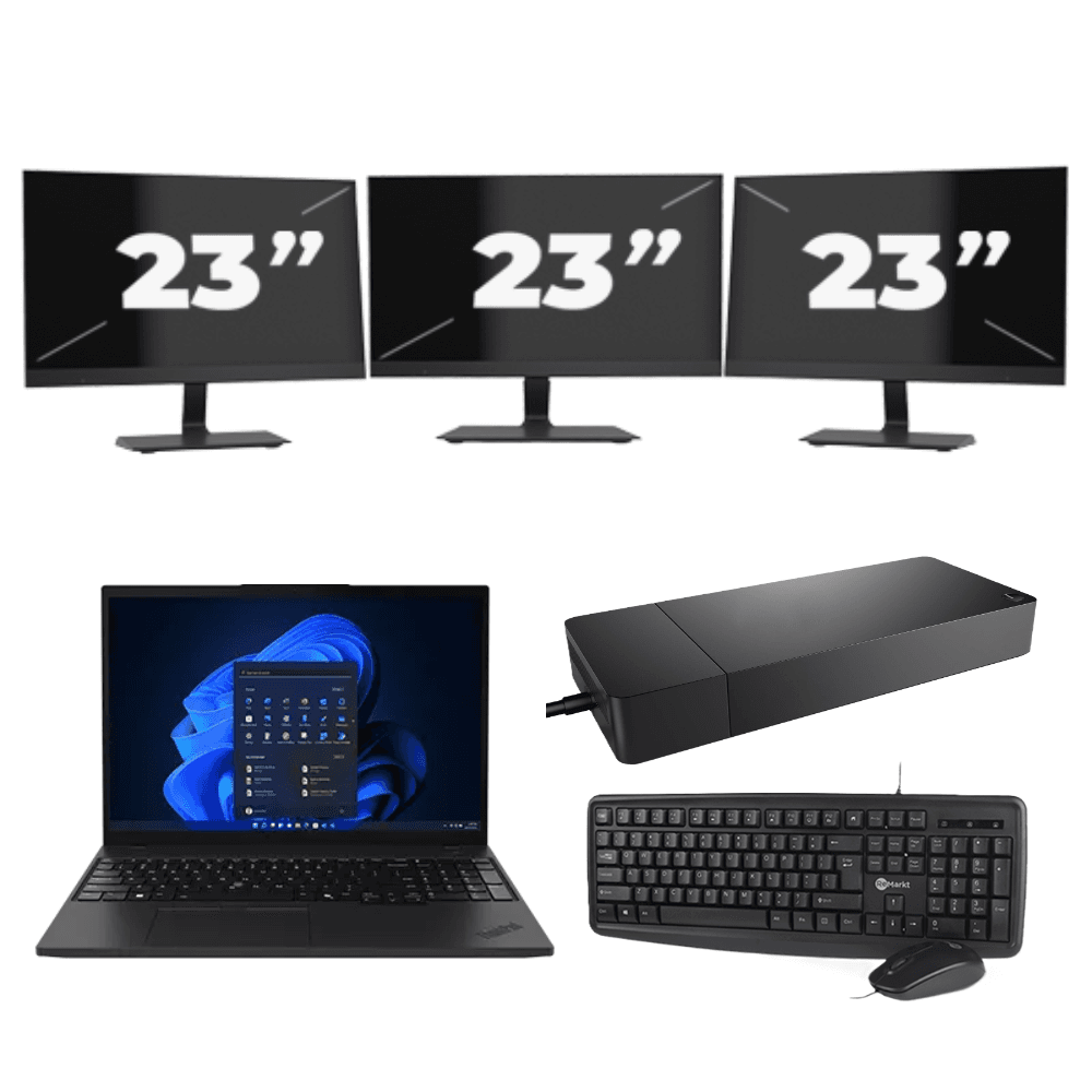 Lenovo ThinkPad T495 - AMD Ryzen 5 PRO 3500U - 14 pollici - 16 GB RAM - 256 GB SSD - Windows 11 Home + 3 monitor da 23 pollici