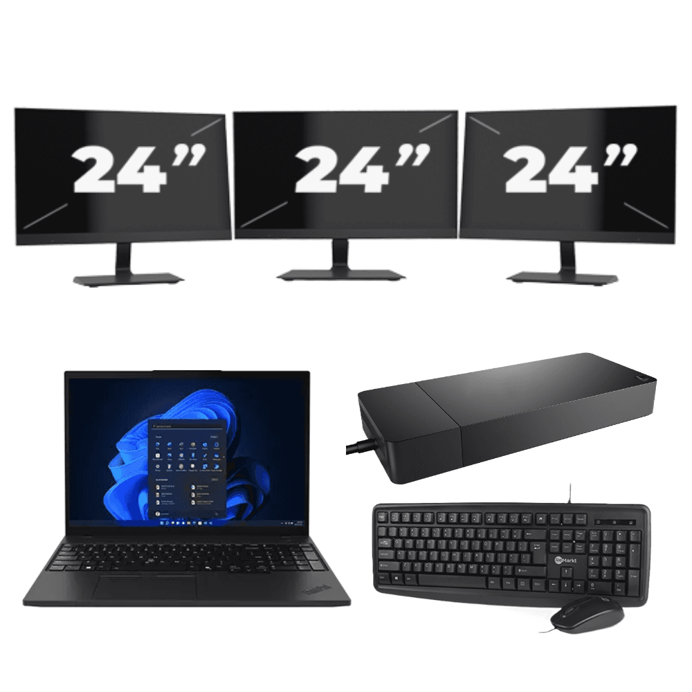Lenovo ThinkPad T495 - AMD Ryzen 5 PRO 3500U - 14 pollici - 16 GB RAM - 256 GB SSD - Windows 11 Home + 3 monitor da 24 pollici