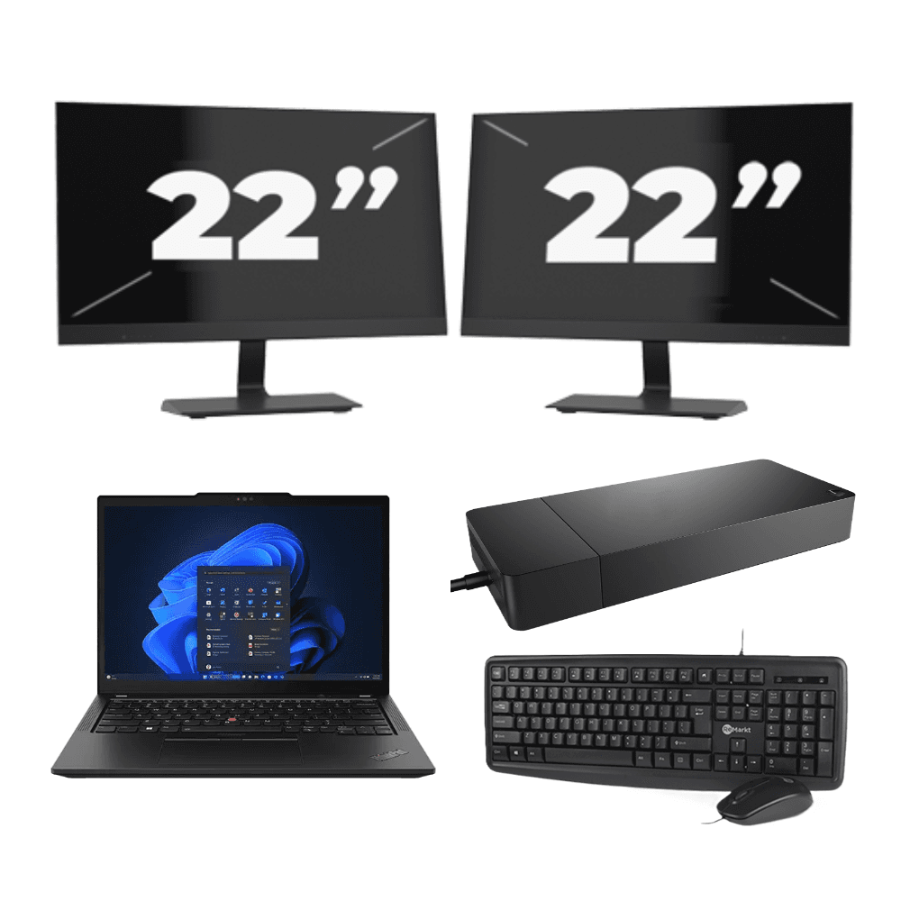 Lenovo ThinkPad X13 - AMD Ryzen 3 PRO 4450U - 13 pollice - 8GB RAM - 256GB SSD - Windows 11 Home + 2x 22 pollice Monitor