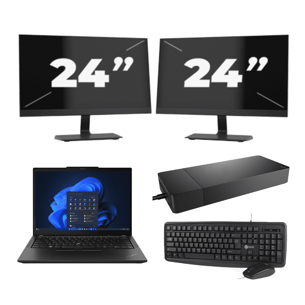 Lenovo ThinkPad X13 - AMD Ryzen 3 PRO 4450U - 13 pollice - 8GB RAM - 256GB SSD - Windows 11 Home + 2x 24 pollice Monitor