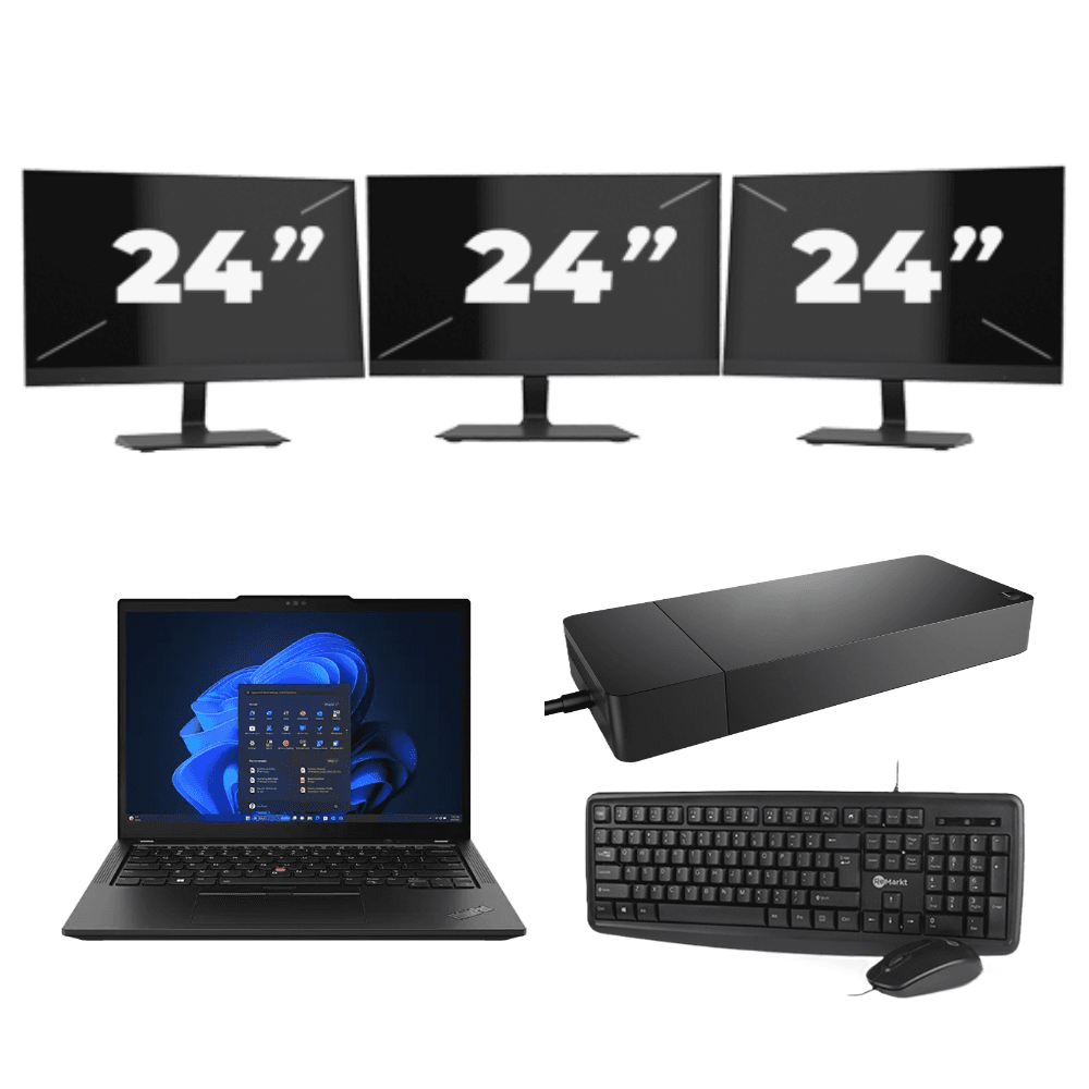 Lenovo ThinkPad X13 - AMD Ryzen 3 PRO 4450U - 13 pollice - 8GB RAM - 256GB SSD - Windows 11 Home + 3x 24 pollice Monitor
