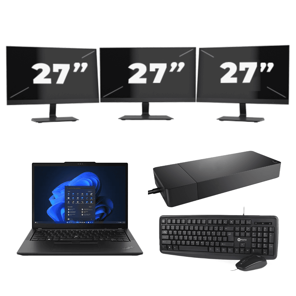 Lenovo ThinkPad X13 - Intel Core i5-10e di decima generazione - 13 pollici - 8 GB di RAM - SSD da 256 GB - Windows 11 Home + 3 monitor da 27 pollici