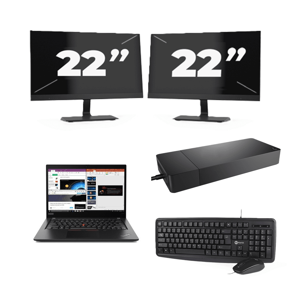Lenovo ThinkPad X395 - AMD Ryzen 7 PRO 3700U - 13 pollice - 16GB RAM - 256GB SSD - Windows 11 Home + 2x 22 pollice Monitor