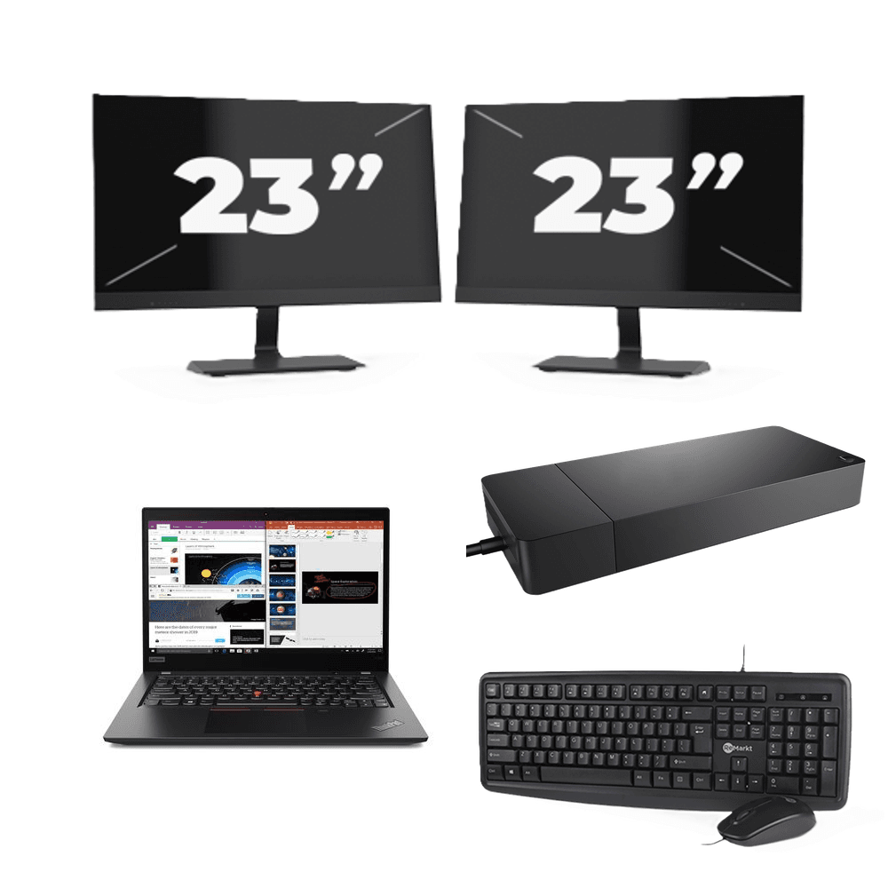 Lenovo ThinkPad X395 - AMD Ryzen 5 PRO 3500U - 13 pollice - 8GB RAM - 256GB SSD - Windows 11 Home + 2x 23 pollice Monitor