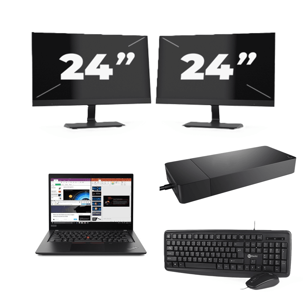 Lenovo ThinkPad X395 - AMD Ryzen 7 PRO 3700U - 13 pollice - 16GB RAM - 256GB SSD - Windows 11 Home + 2x 24 pollice Monitor