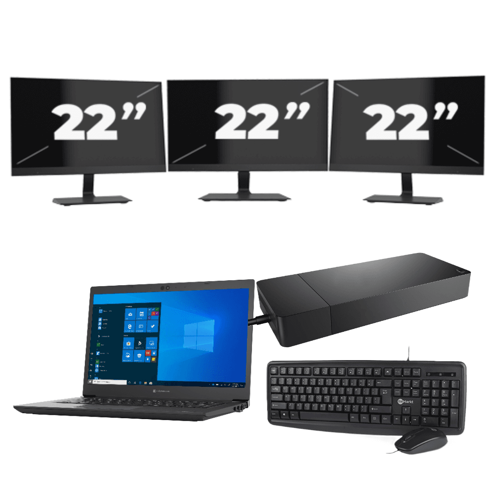 Toshiba Dynabook Tecra A40-G-18H - Intel Core i3 di decima generazione - 14 pollici - 8 GB di RAM - SSD da 256 GB - Windows 11 Home + 3 monitor da 22 pollici