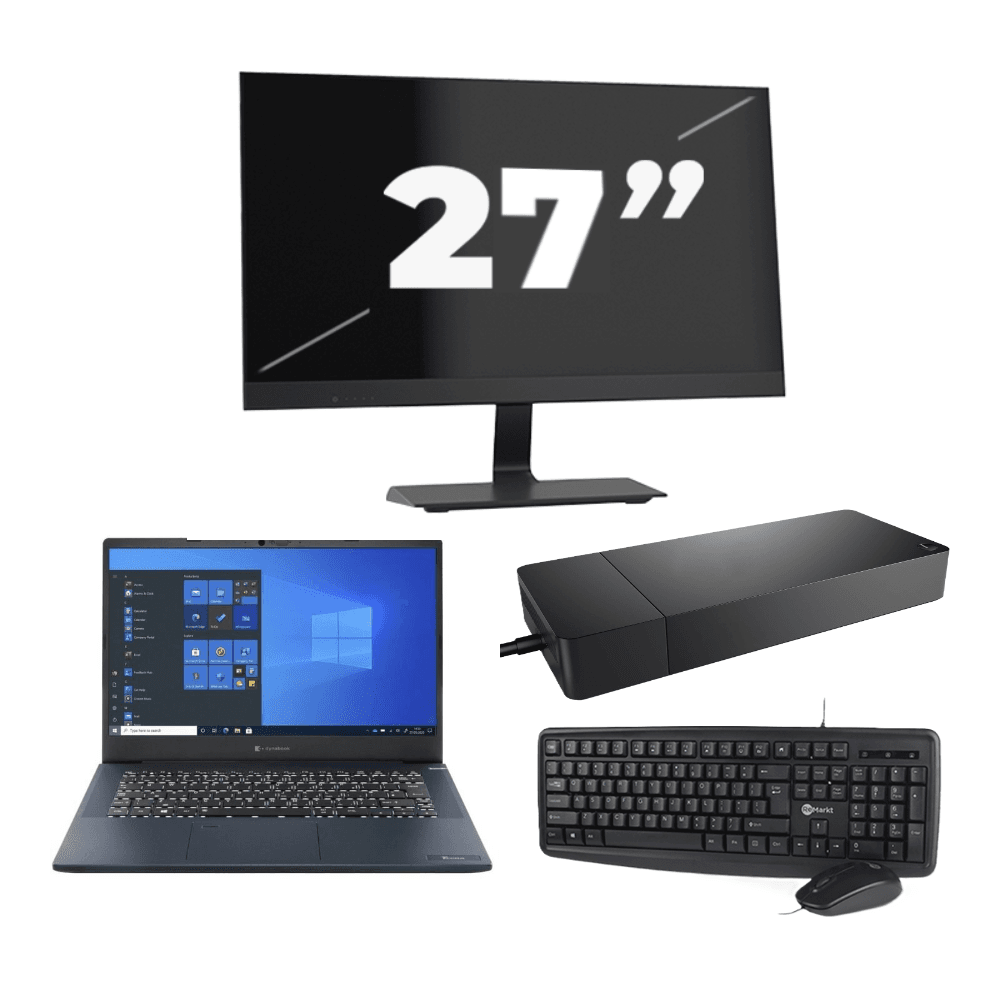 Toshiba Dynabook Tecra A40-G - Intel Core i3-10e Generazione - 14 pollici - 8 GB di RAM - SSD da 128 GB - Windows 11 Home + 1 monitor da 27 pollici